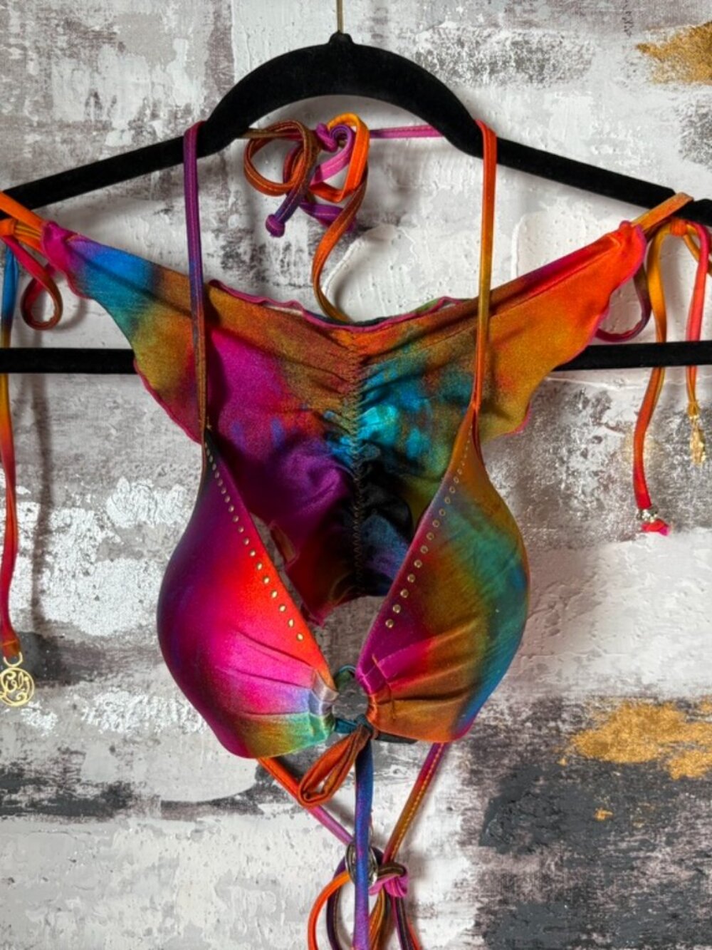 Rare 2012 Runway~LULI FAMA~ Bikini Neon Jewel Tie Dye